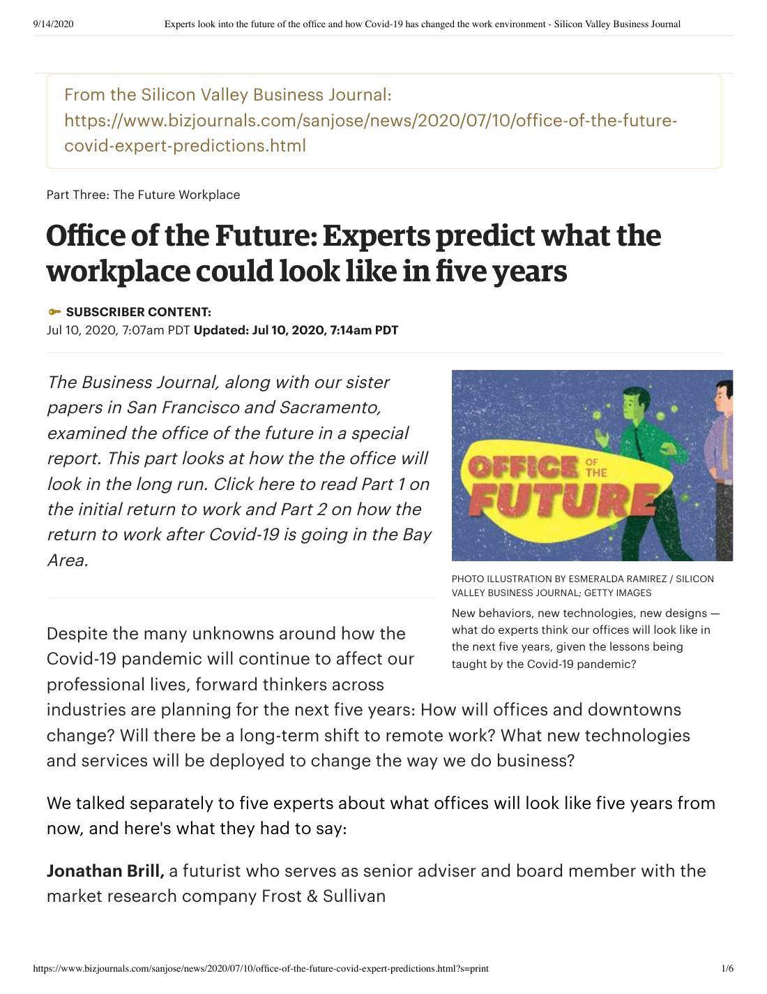 Page 1 of 6: Featured Futurist: The Future of the Office, Silicon Valley Business Journal