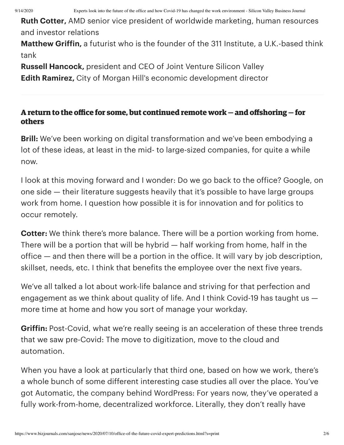 Page 2 of 6: Featured Futurist: The Future of the Office, Silicon Valley Business Journal