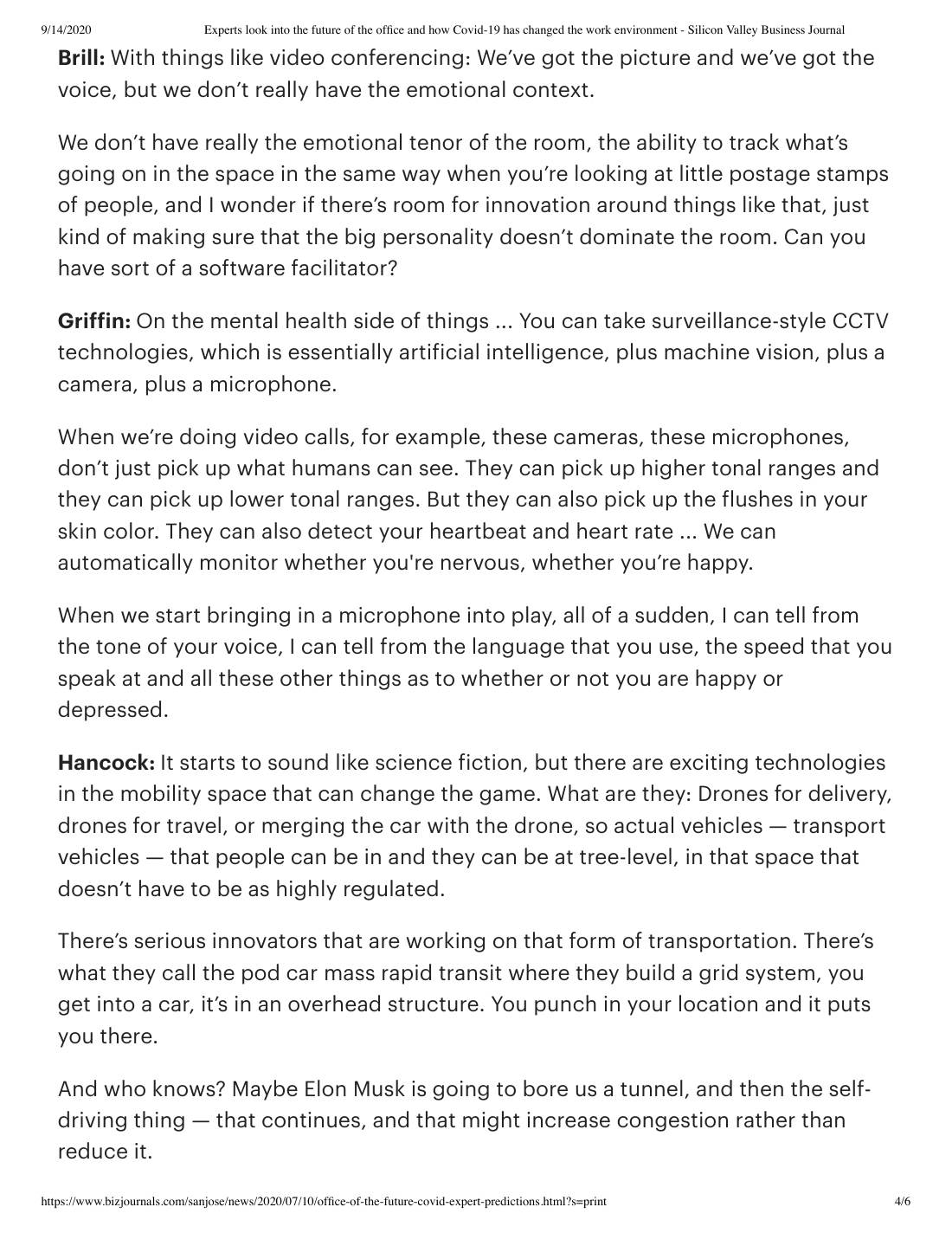 Page 4 of 6: Featured Futurist: The Future of the Office, Silicon Valley Business Journal
