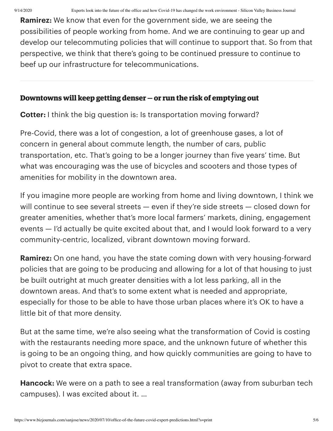 Page 5 of 6: Featured Futurist: The Future of the Office, Silicon Valley Business Journal