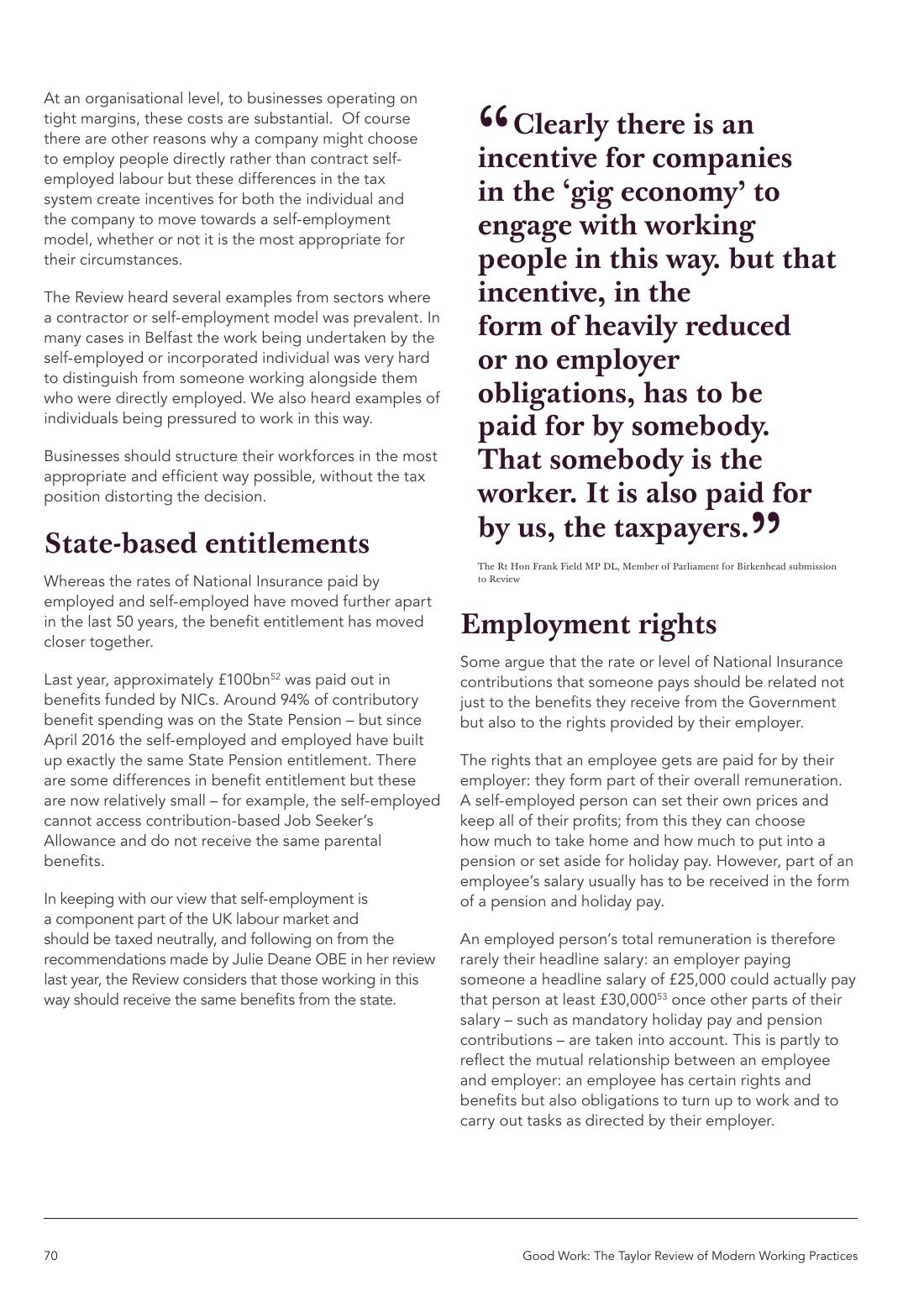 Page 70 of 116: Featured Futurist: Taylor Review of Modern Working Practises, The RSA