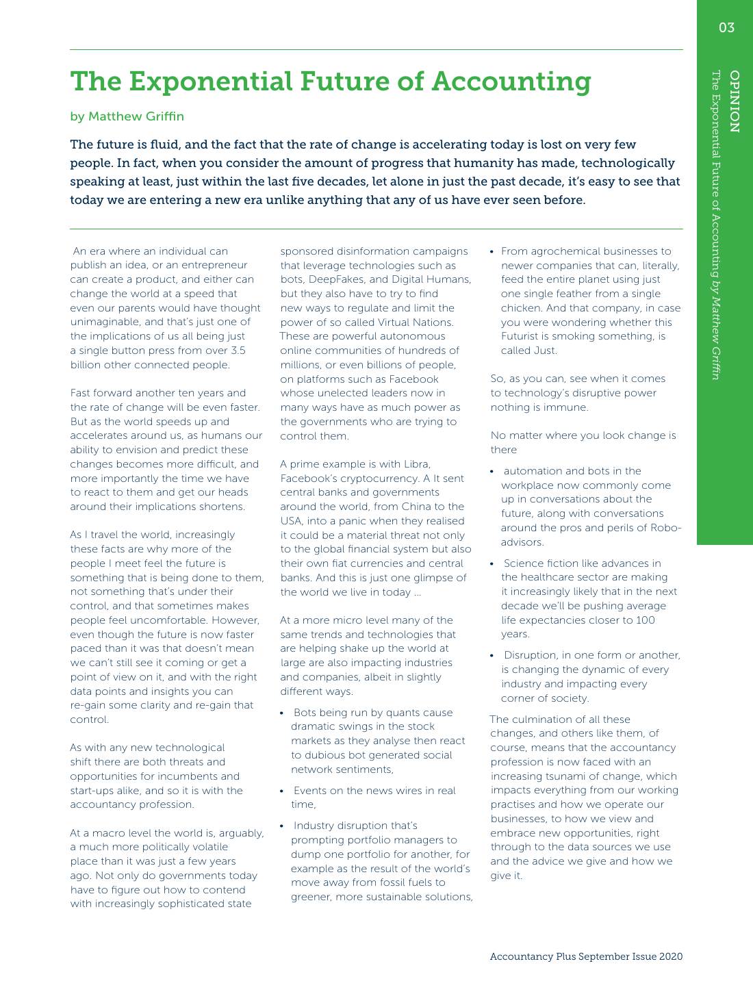 Page 1 of 3: Featured Futurist: The Exponential Future of Accounting, CPA